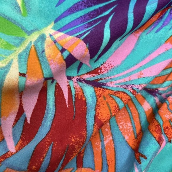 LA BLANCA Women’s Size 12 Multi Rainbow Palm Bandeau Tankini Top NO STRAP - Picture 4 of 12